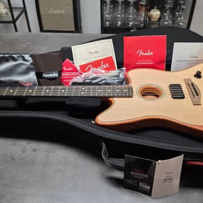 Fender American Acoustasonic Jazzmaster BRAND NEW Natural Mahogany Sitka Spruce Top Semi-Hollow Body USA Fishman Piezo Tim Shaw Shawbucker Humbucker Pickup Acoustic-Electric Guitar image 2
