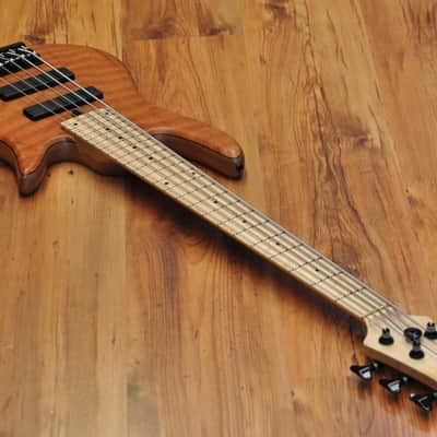 Fodera Monarch Std Special Doctorbass Edition Bird's eye Maple 5 string 19mm spacing - Figured Redwood top image 13