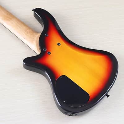 Sunburst 6 String Electric Bass, Solid Basswood Body, Maple Neck 24 Frets image 4