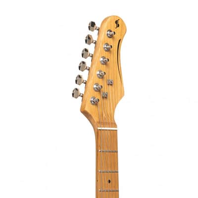 Stagg SET-PLUS BK Vintage T Series Solid Paulownia Body Bolt-on Maple Neck 6-String Electric Guitar image 5