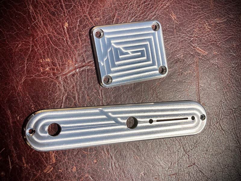 Van Dyke-Harms Machined Finish, Extra Thick Telecaster Neck and Control Plate Set w/screws 2025 - Machined Stainless Steel image 1