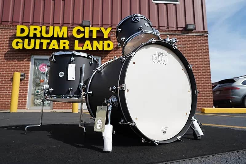 DW Design Series Satin Black Lacquer 3pc Pure Maple Shell Pack | 12" / 16''/ 22'' image 1
