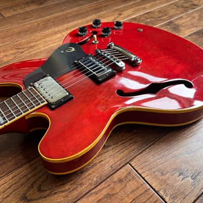 Rare 1980 Matsumoku Epiphone Riviera Semi-Hollow Blue Label Stop Tail Heritage Cherry MIJ Japan image 8