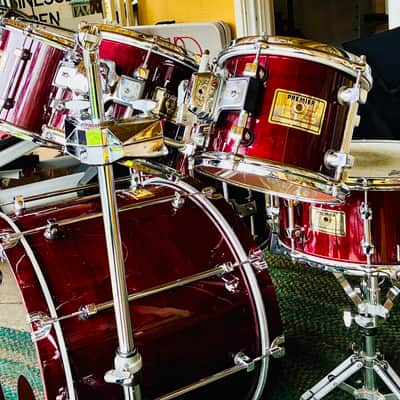 Premier Signia Marquis Rare 7-Piece Kit – 1999 UK Maple – Cherry Red – Flagship Series – w/ Cases EX image 7