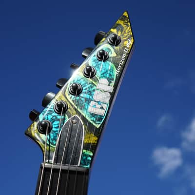 ESP USA Horizon-II Psychedelic Flame 6-String Electric Guitar w/ Black Tolex FF Case image 2