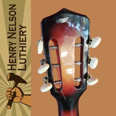 1960s Terada-T Haruo C-312 Folk Guitar Sunburst Solid Spruce/Maple Nylon String, Luthier Restored image 22
