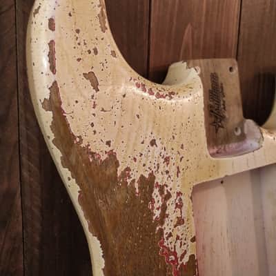 #202603 :: Baldman's Stratocaster (open) body in Aged Olympic White over Metallic Wine Red : Vintage image 4