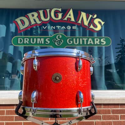 1960s Gretsch 9x13 Tom Single Drum Round Badge 6-Ply Tangerine Sparkle image 1