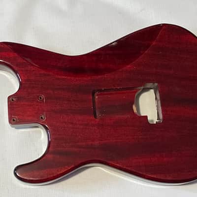 Made in USA KNE Charvel Pro Mod So Cal Style Red Stain Mahogany Guitar Body Floyd Ready Truss Wheel Cutout image 14