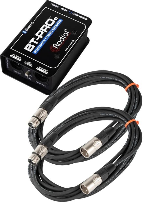 Radial Engineering BT-PRO-V2-CABLE-K Stereo Bluetooth Direct Box with 2x XLR Cables image 1