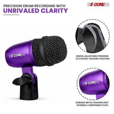 5 Core Conga Mic Snare Tom Set Professional XLR Cardioid Condenser Instrument Microphone Kit image 5