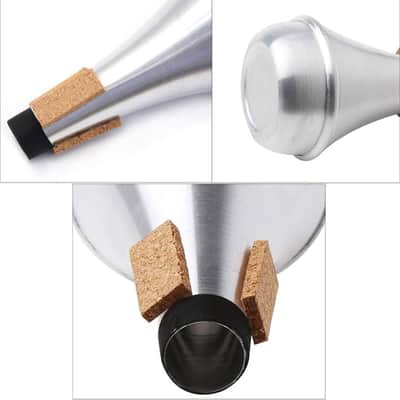 Trumpet Mute，Lightweight Aluminum Practice Trumpet Mute Silencer for Classic, Excellent for Practice or Performance，Silver image 3