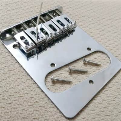 Warmtone Custom Guitars Tele Style Bridge Series #1 6 Saddles Hardtail- Chrome image 3