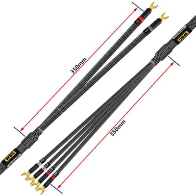 6 Foot ULTIMATE - 9 AWG - Ultra-Pure OFC - Premium Audiophile HiFi Bi-Wire Speaker Cable Pair with Eminence Gold Spade Plugs & Carbon Tweed Jacket image 3