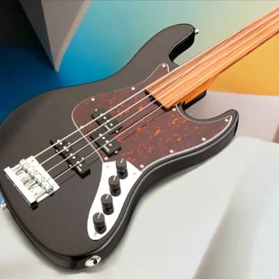 Sadowsky MetroExpress 21-Fret Hybrid P/J Bass, Morado Fingerboard, 4-String, Fretless - Solid Black High Polish image 2