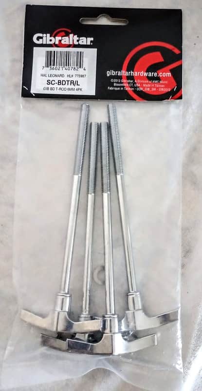 Gibraltar BASS DRUM TENSION RODS WITH WASHERS (4 PACK) - CHROME image 1