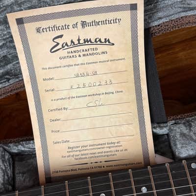 Eastman SB55/V-SB Antique Sunburst - 3,075 kg - SN# K2500233 - NEW image 13