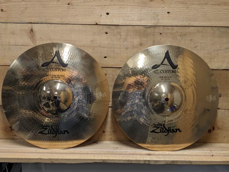Zildjian 14" A Custom Hi-Hat Cymbals (Pair) 1991 - Present - Brilliant image 1