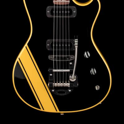 Powers Electric A-Type PF42 - Jet Black with Saffron Stripes #B512 image 1