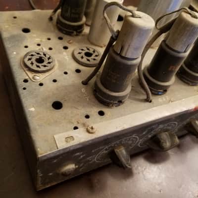 Webster Electric Rare Early Mono Tube PA Amp Mixer 1/4" phone inputs 25 Watt head 6L6 82-25 1950s - Hammered Grey metallic paint image 12