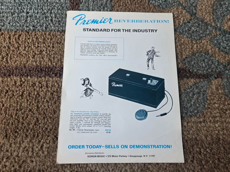 Vintage 1960's Premier Reverberator and PS-14 Sound System Flyer! image 1