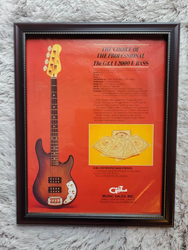 1982 G & L Guitars Color Promotional Ad Framed G & L L-2000E Bass Original image 1