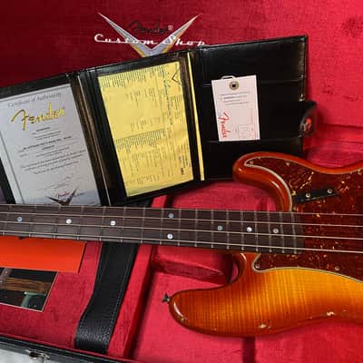 NEW! Fender Artisan Flame Maple Top Precision Bass Relic - Custom Shop - Aged Cherry Sunburst - Absolutely Beautiful - Flamed Roasted Maple Neck - Authorized Dealer - 9.3lbs - G06781 image 16