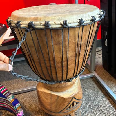 Hand-Carved Rope-Tuned Djembe Drum (Natural Goat Skin Head) image 3