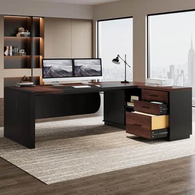 81" L-Shaped Music Production Desk – Executive Studio Workstation Bild 6