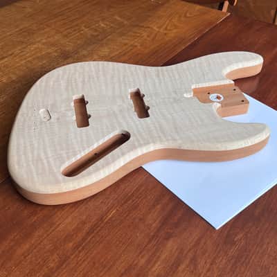 High End Offset Bass Body – Unfinished THICK Curly Maple Top, Solid ONE piece Mahogany Back, Front Routed NOS- limited luthier supply R4 image 17
