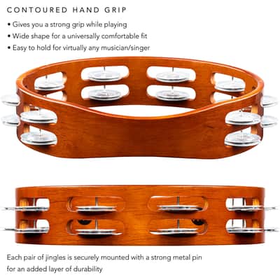Meinl Percussion TA2A-AB Traditional 10-Inch Wood Tambourine with Double Row Aluminum Jingles image 5