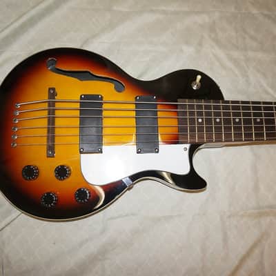 Semi Hollow body bass guitar, 6 string, Sunburst image 2