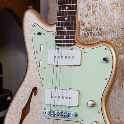 Fender USA Strat neck on a Custom Jazzmaster Thinline offset body Champagne Sparkle Fender USA pickups 4-way wiring Gotoh bridge - unique! image 7