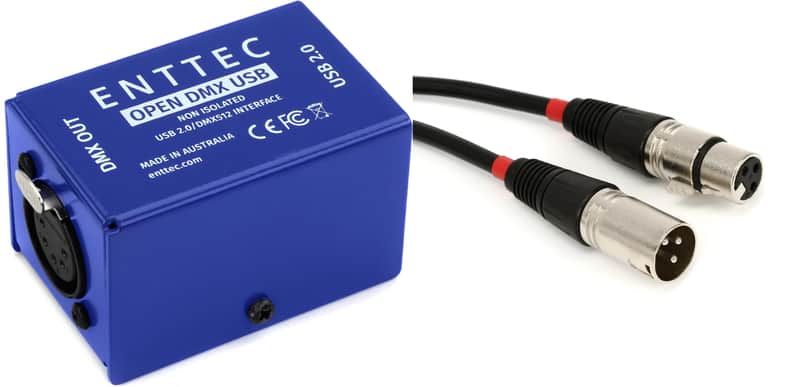 ENTTEC Open DMX USB 512-Ch Non-Isolated DMX Interface Bundle with Chauvet DJ DMX3P5FT 3-pin/3-conductor DMX Cable - 5 foot image 1