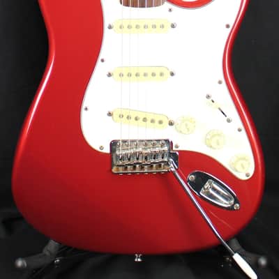 1992 Fender MIM Standard Stratocaster Vintage Tremolo Rosewood Fretboard Electric Guitar Crimson Red Metallic image 2