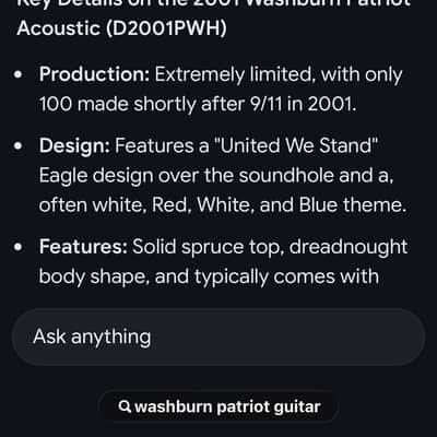 Washburn D2001PWH Patriot 2002 - Pearl White image 17