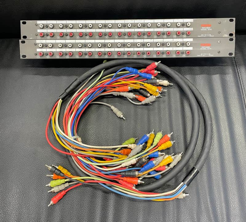 Fostex Model 3010 Patchbay Pair With Patch Cable Snake 1980s - Black image 1