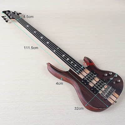 Wenge Wood Top Fretless 5 String Bass. Sapele Body, Maple Neck Through image 6