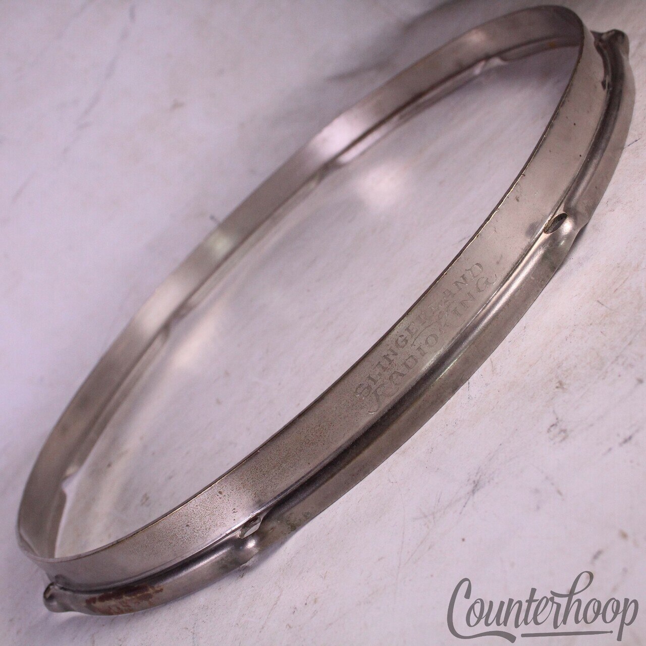 Slingerland 14"Double-Flange Snare Drum Rim/Hoop Engraved Radio King Brass 40s — main photograph