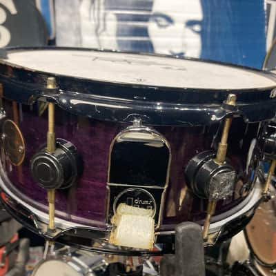 Terry Bozzio's DW - 5.5x13" Craviotto Solid Shell Snare Drum - Transparent Purple Lacquer - Autographed! image 6