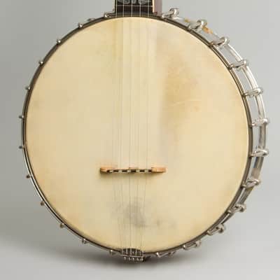 Fairbanks Senator No. 1 5 String Banjo (1905), ser. #23077, brown alligator chipboard case. image 4