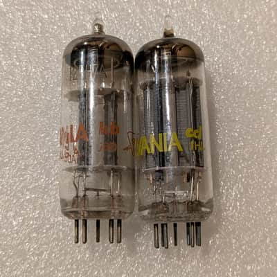 12BH7A Sylvania Matched Pair NOS Testing Gray Rib Plates Top Halo Getter Amplitrex Tested image 3