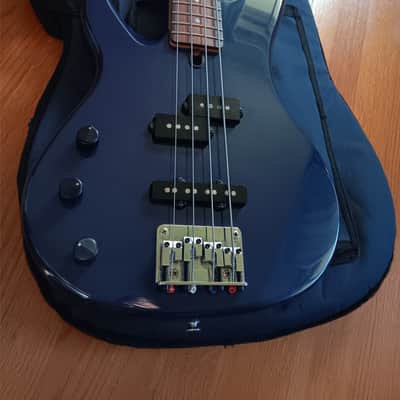 Vintage Yamaha RBX350 90s Lefty Left Handed Bass Guitar Blue Sparkle Levy Gig Bag image 4