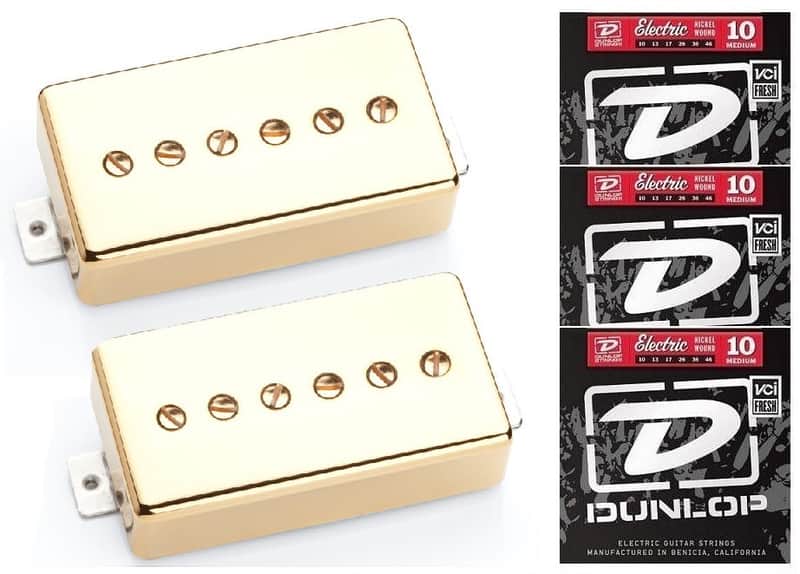 Seymour Duncan P90 Phat Cat SPH90-1b Bridge & SPH90-1n Neck Gold Pickup Set ( 3 DUNLOP STRING SETS) image 1