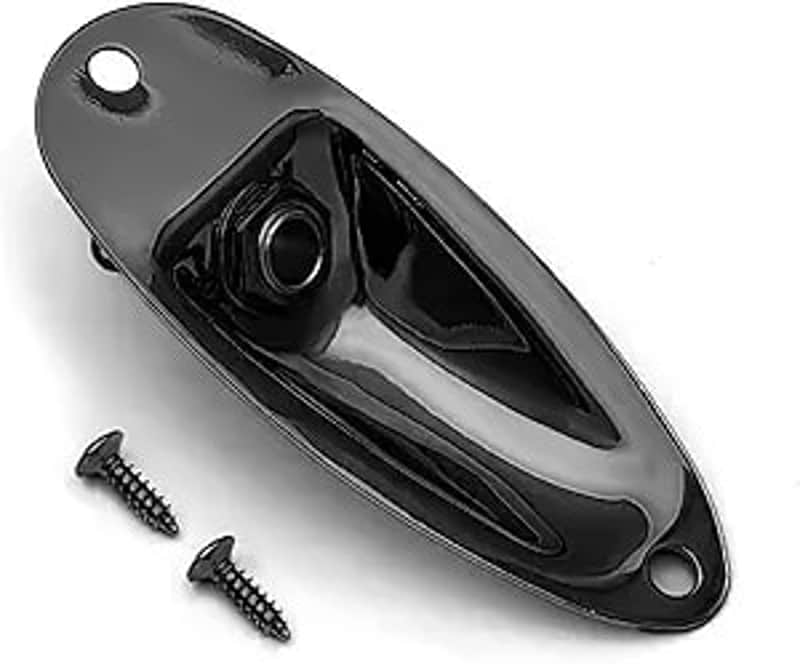 Guitar Input Jack Socket Plate Output Loaded Boat Style 1/4 Inch with Screws for Fender Stratocaster Strat St Mono Electric Guitar for Electric Guitar Replacement Parts (black) image 1