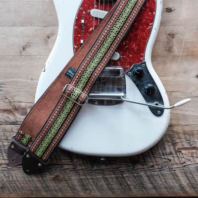 Vintage Red 60s/70s Hippie Guitar Strap / Real Suede Backing / Handmade in the UK image 4
