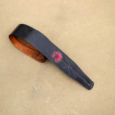 burnyblack custom made guitar strap - dreamy red black/red image 11