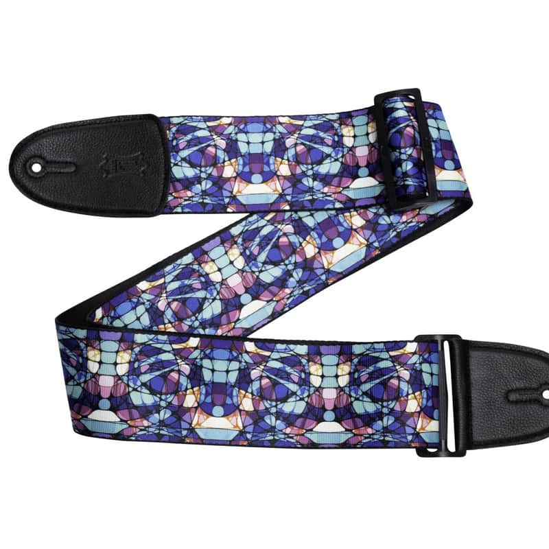 Levy’s Leather’s Stained Glass Series Guitar Strap, Blue Mirag…