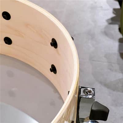 PORK PIE USED 8-ply Maple Snare Drum 14x5 - Vintage White Marine Pearl Wrap image 5