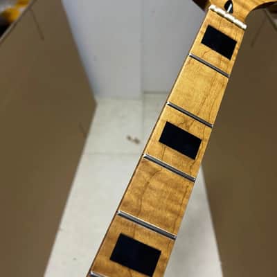 AAA 4 string 21 Frets Roasted Flame Maple BASS guitar neck Maple Inlay Nut:38mm image 1